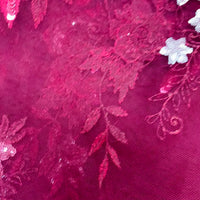 Burgundy Floral Lace w/ Silver Flower details