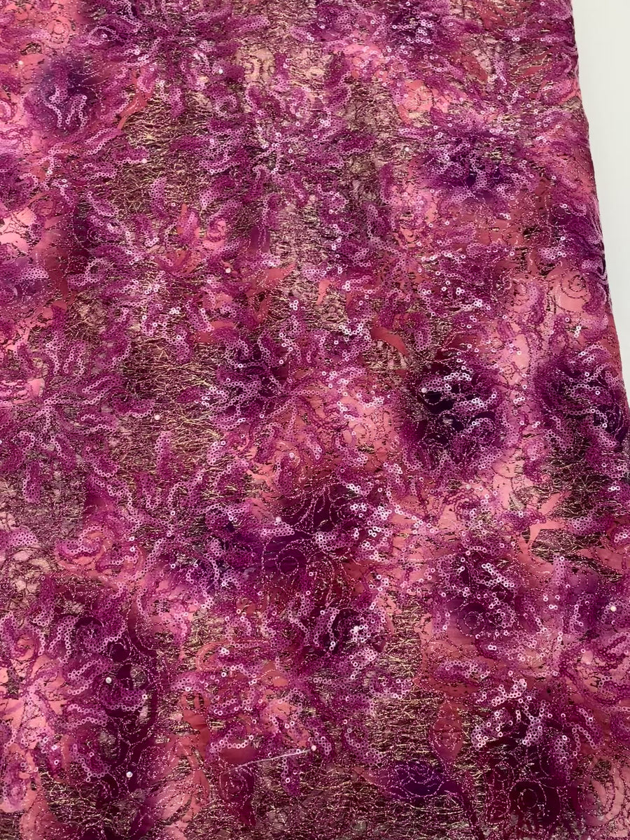 Orchid Purple Sequin Lace | 5 yards