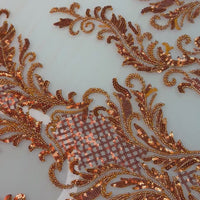 Bright Orange Sequin Lace | 5 yards