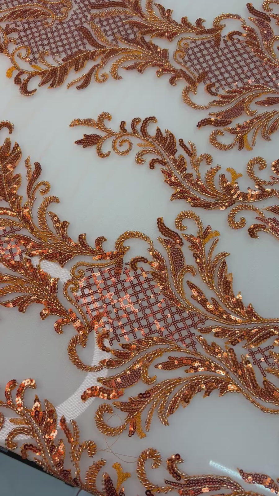 Bright Orange Sequin Lace | 5 yards