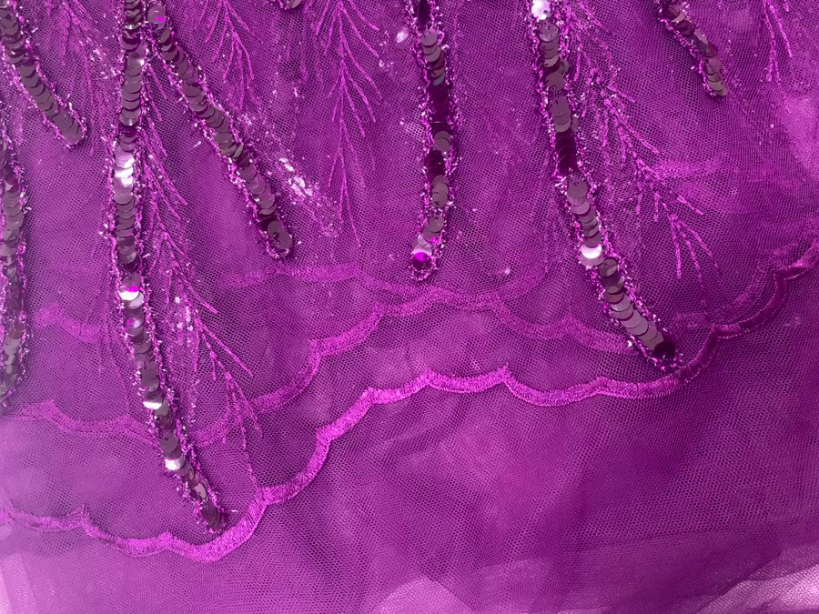 Dark Purple Sequin Lace | 5 yards