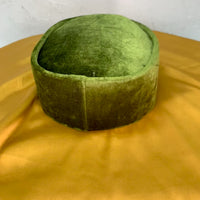 Solid Dark Green Velvet African Mens Cap