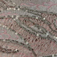 Malibu Peach Net w/ Gold Sequin Lace  | 5 yards