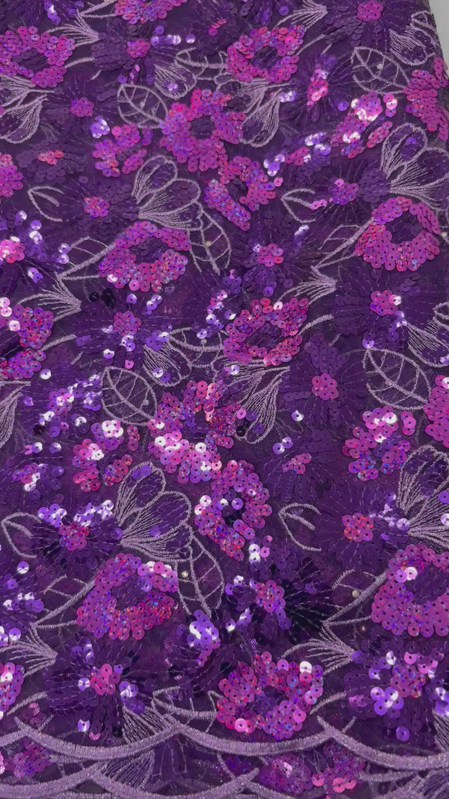 Violet Floral Sequin Lace | 5 yards