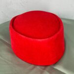 Solid Red Velvet African Mens Caps view 1