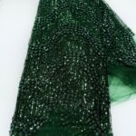 Emerald Green Beaded Lace | 5yards view 1