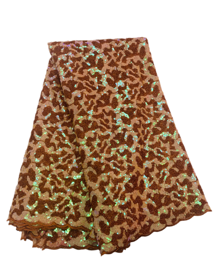 Burnt Orange Sequin Lace | 5 yards
