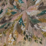 Peach Beaded Net Lace| 5 Yards view 2