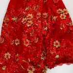 Ruby Red Gold Floral Lace | 5 yards view 2