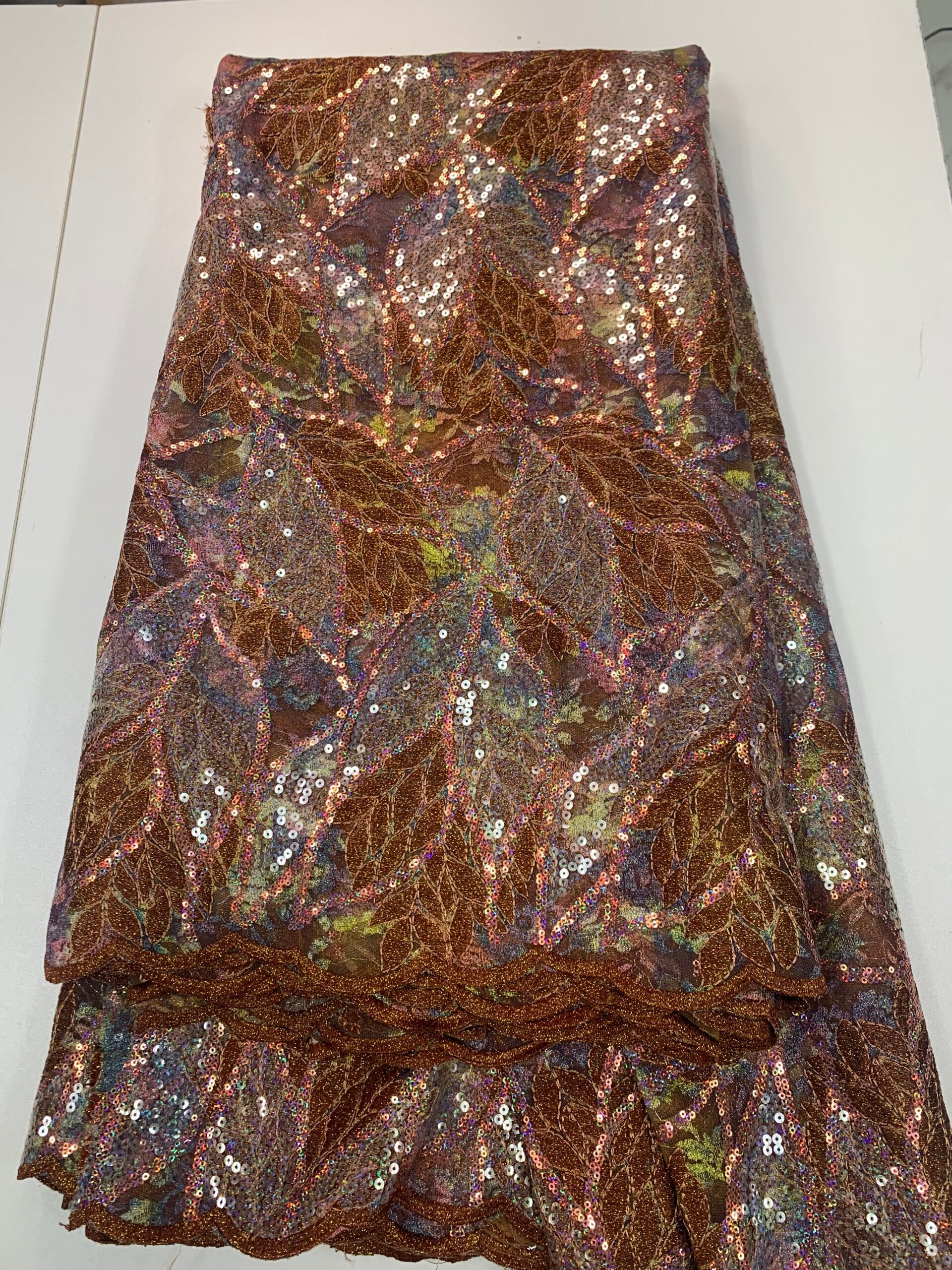 Cinnamon Brown Net Lace | 5 Yard
