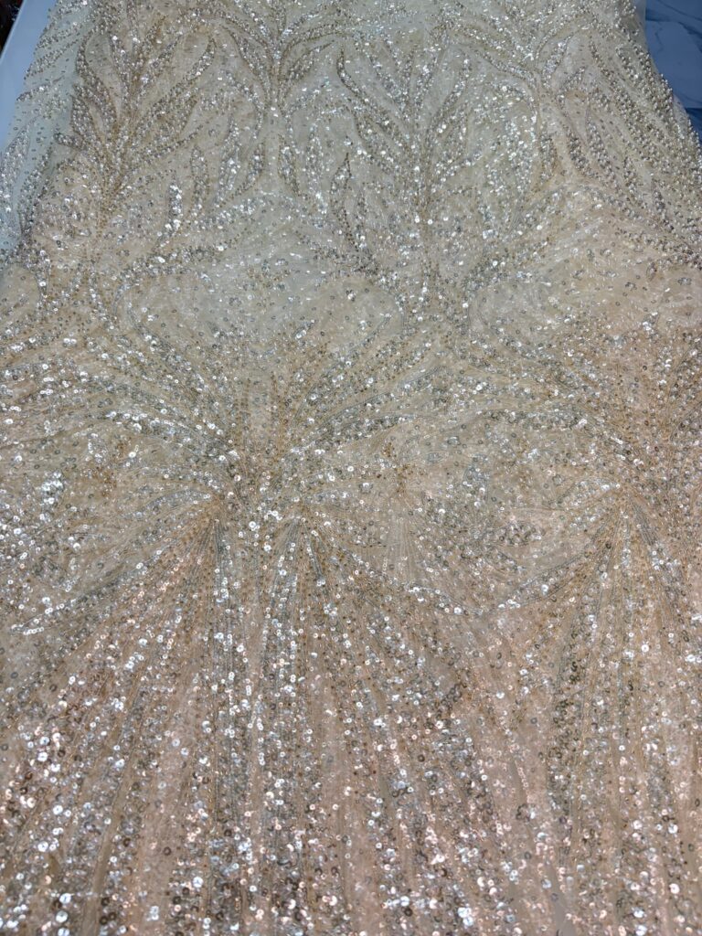 Creme x Gold Beaded Lace | 5 yards