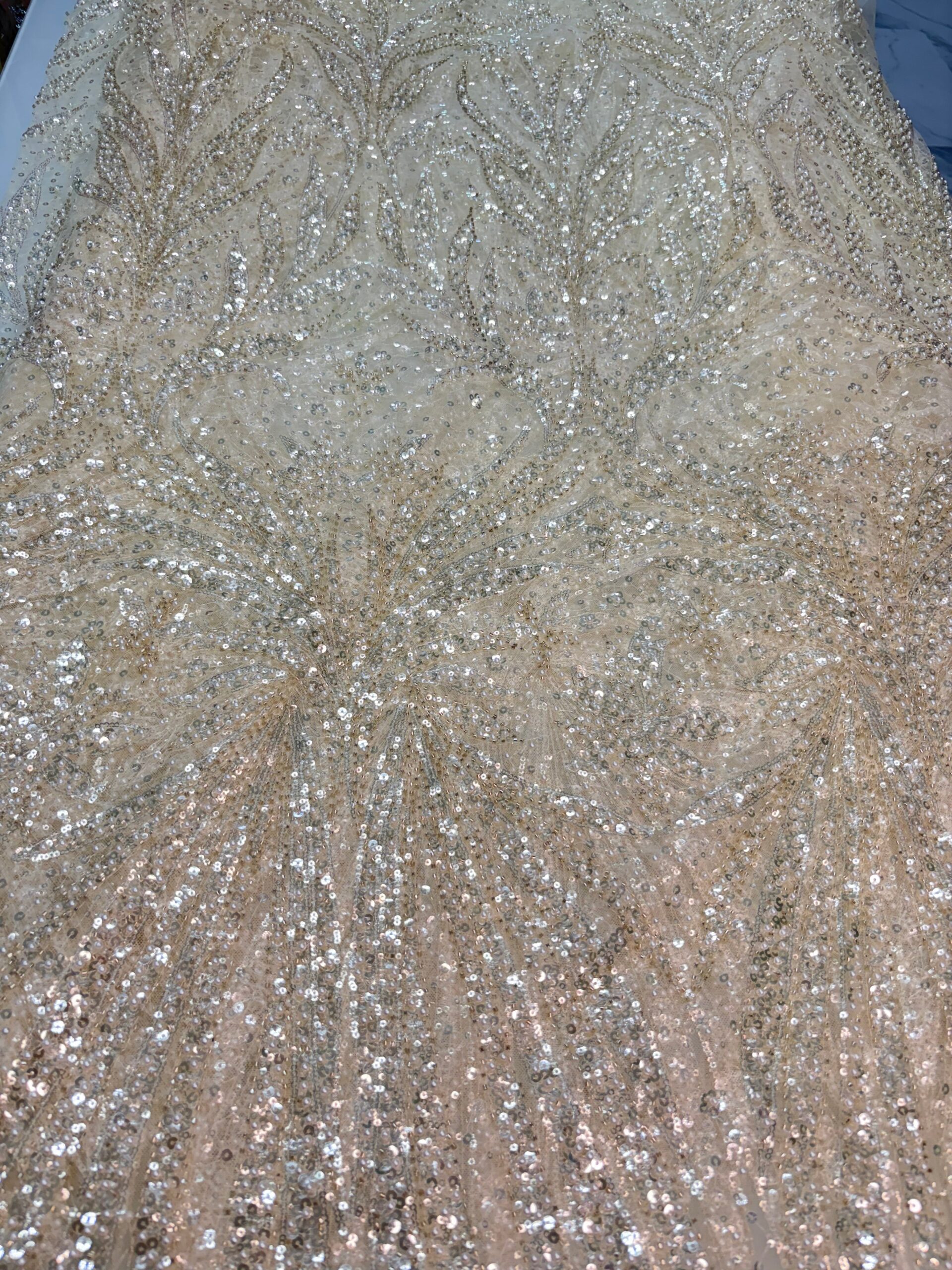 Creme x Gold Beaded Lace | 5 yards