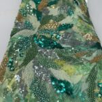 Sea Foam Green Beaded Lace| 5 yards view 1