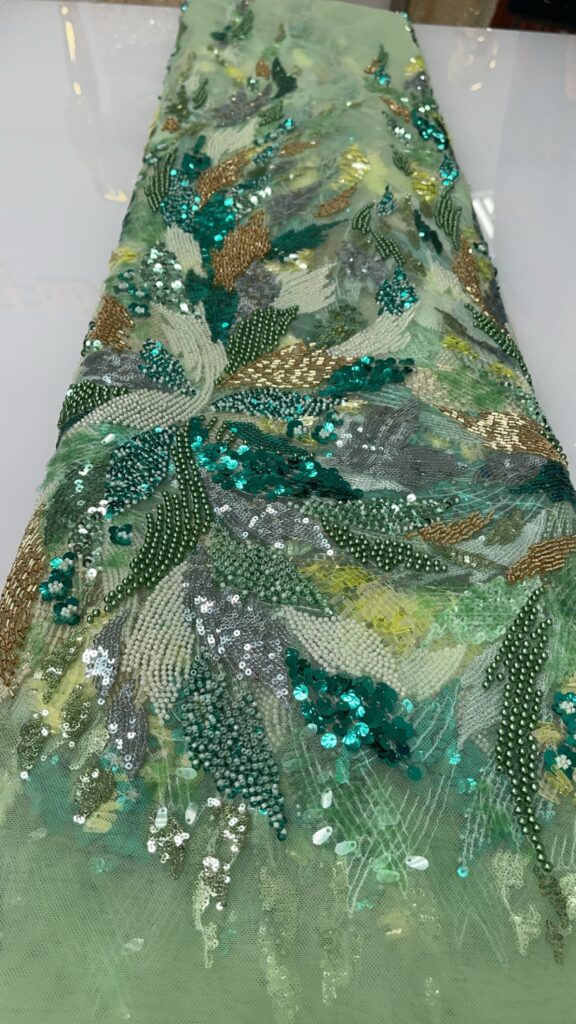Sea Foam Green Beaded Lace| 5 yards