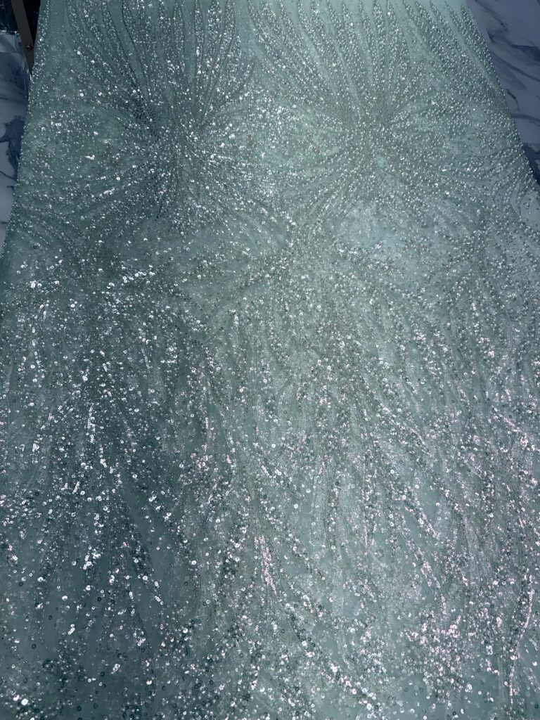 Light Blue x Silver Sequin Lace | 5 yards