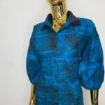 Navy Blue Batik Shirt W/ Black Sequin Collar view 3