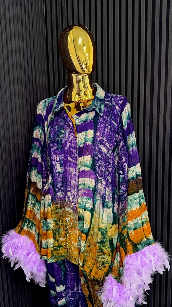 Agbonma Purple Feather Ombré 2-Piece Set