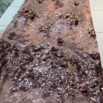 Soft Pink Holographic Sequin Lace | 5 yards view 1