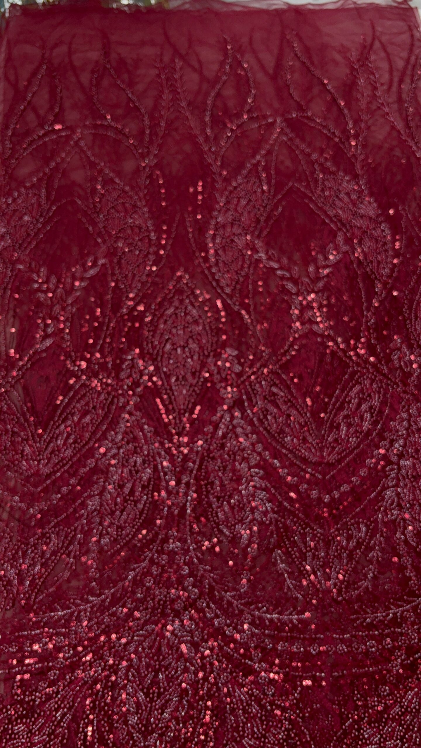 Dark Red Sequin Lace | 5 yards
