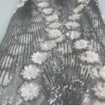 Silver X White Floral Sequin Lace | 5 Yards view 1