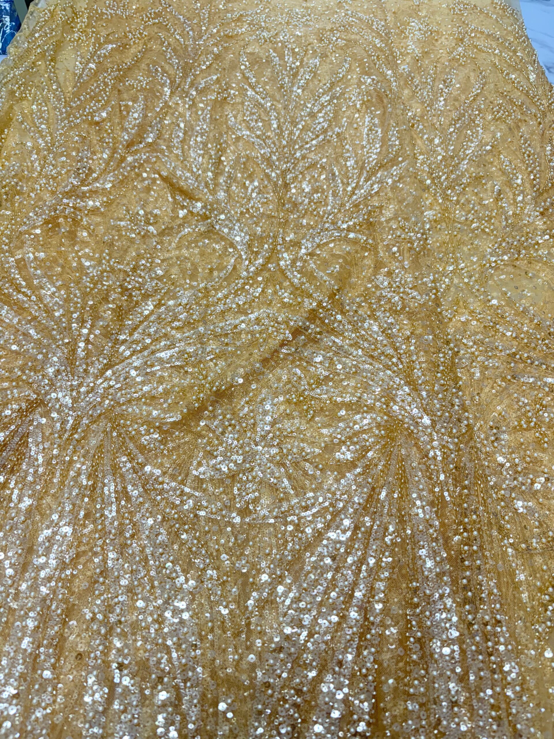 Yellow x Silver Sequin Lace | 5 yards
