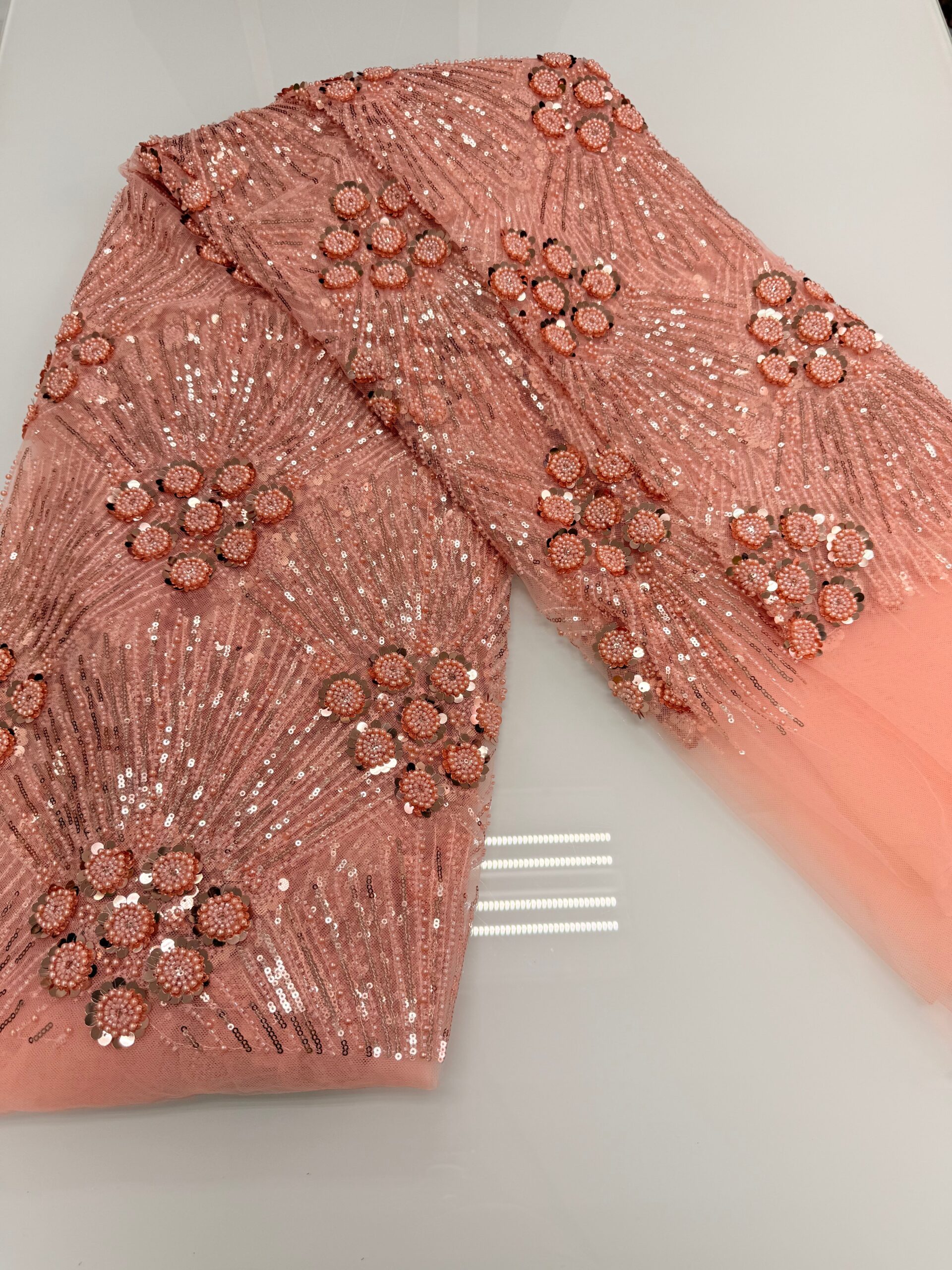 Light Peach Lace | 5 yards