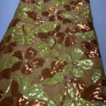 Copper & Orange Sequin  Lace  | 5 Yards view 1