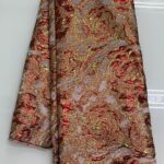 Crème Brocade with Gold Outline| 5 Yards view 2