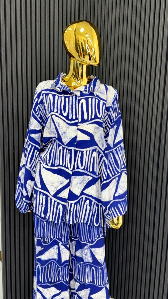 Agbonma White & Blue Adire Print