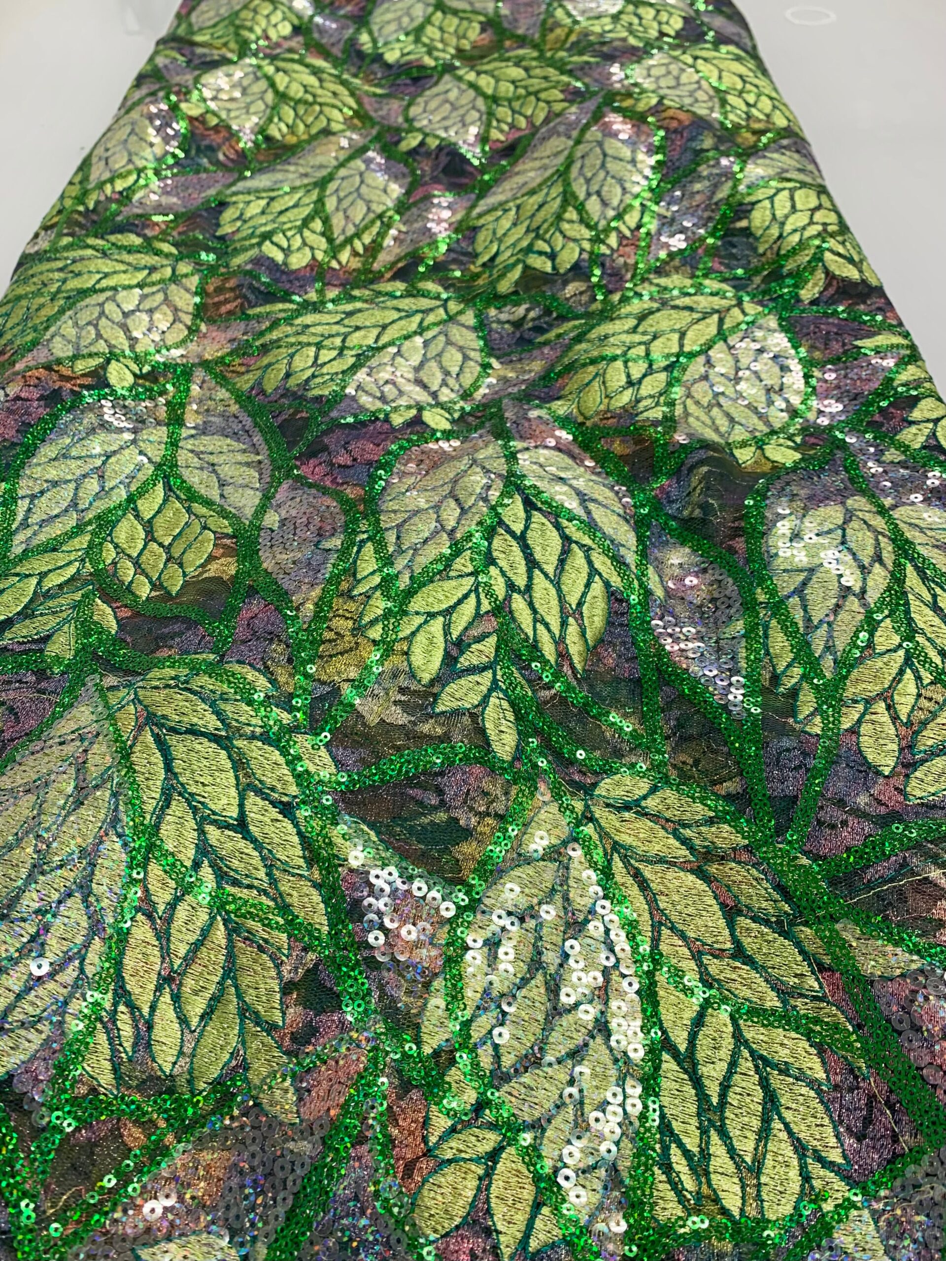 Dark Green Leaf Design Lace | 5 Yards