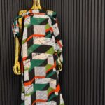 Off The Shoulder Maxi Dress w/Stripped Graphic Print view 2