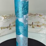 Bright Blue & Silver Leaf Design| Sego Gele view 1
