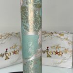 Teal & Gold  Shimmer Leaf Design | Sego Gele view 1