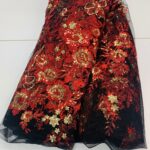Black x Red x Gold Sequin Net | 5 yards view 1