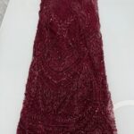 Dark Red Sequin Lace | 5 yards view 3