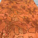 Burnt Orange Beaded Lace | 5yards view 1