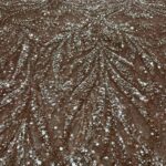Burgundy Rose Gold Sequin Lace | 5 yards view 1