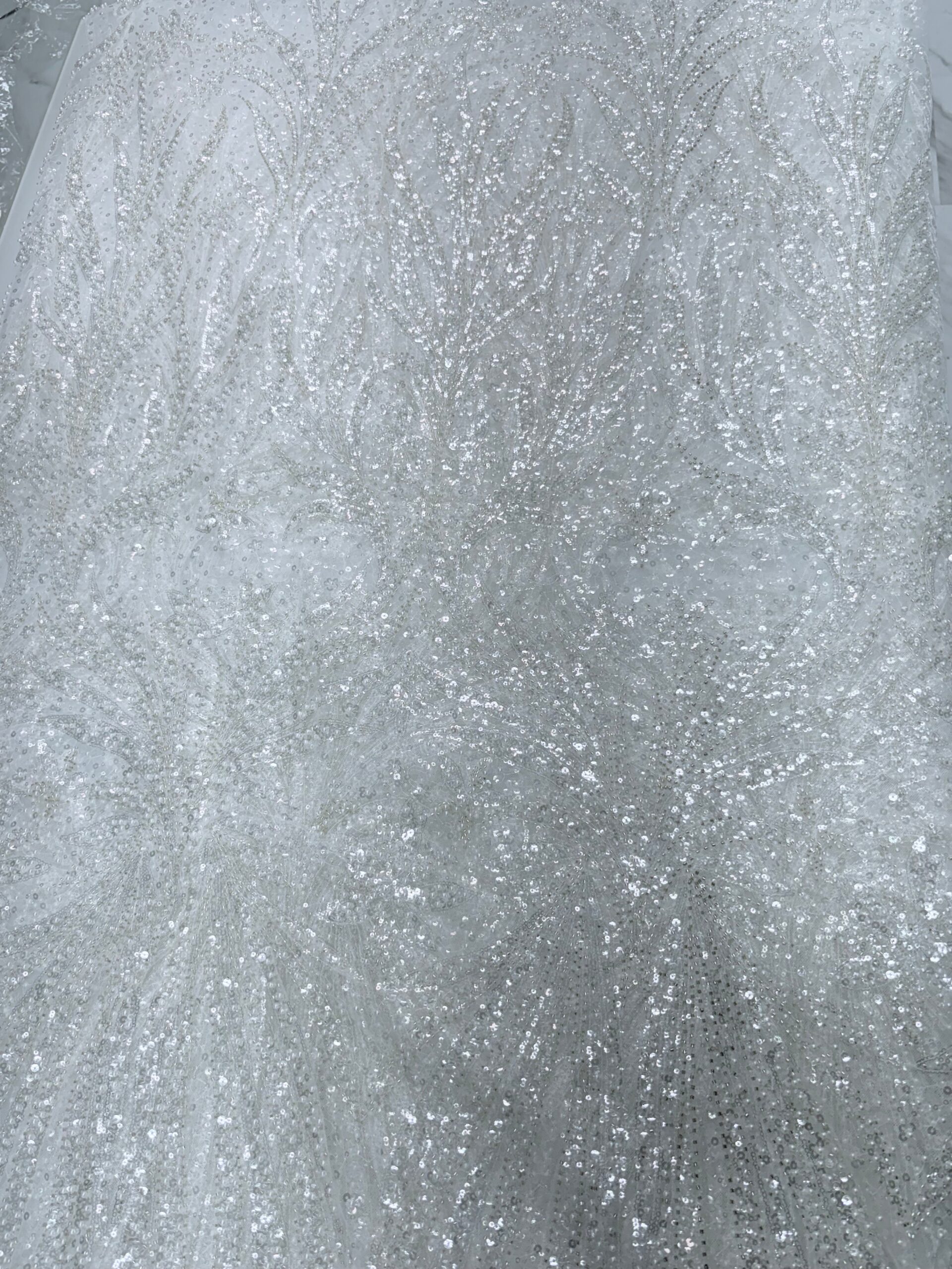 White Sequin Lace | 5 yards