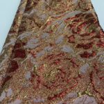 Crème Brocade with Gold Outline| 5 Yards view 1