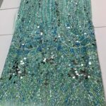Teal Blue Sequin Lace | 5 yards view 1