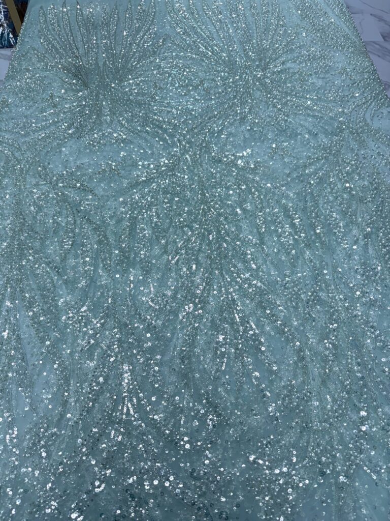 Soft Blue Sequin Lace | 5 yards