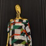 Off The Shoulder Maxi Dress w/Stripped Graphic Print view 1