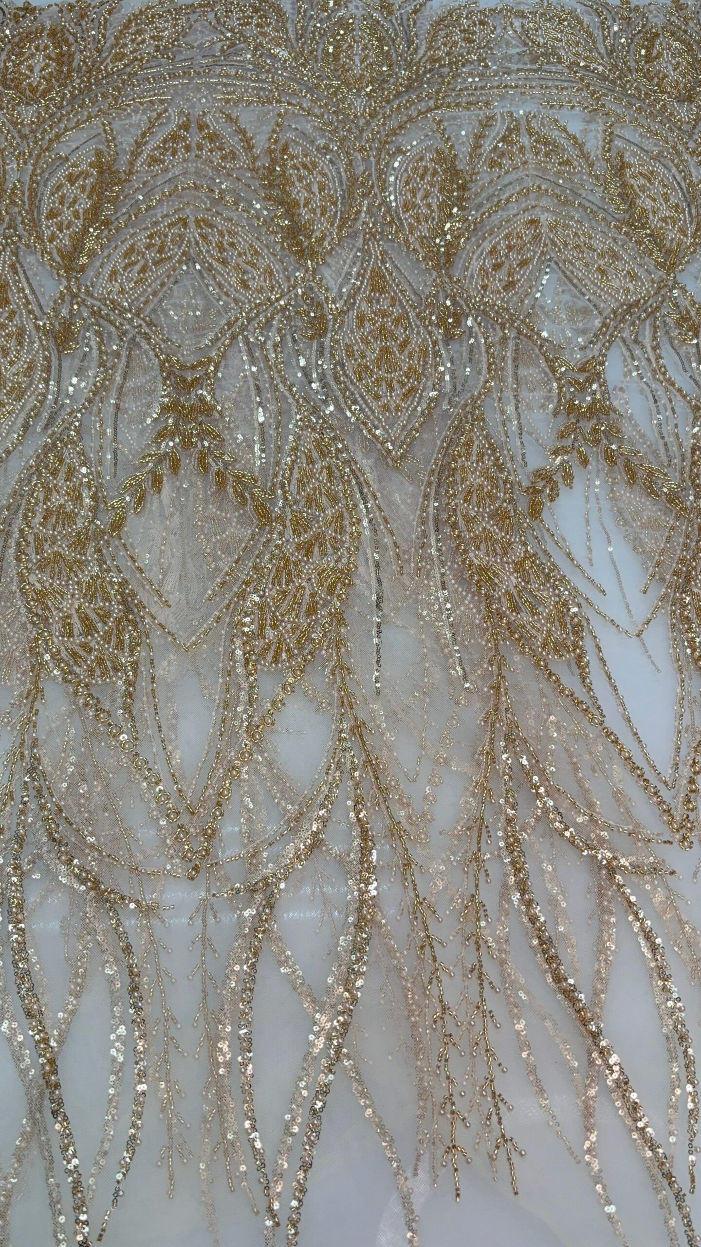 Gold x White Beaded Lace | 5 yards