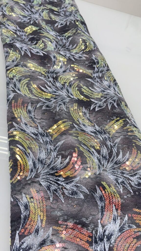 Grey Multicolored Sequin Lace  | 5 yards