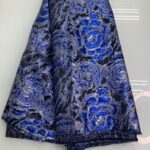 Royal Blue x Black Brocade | 5 yards view 1