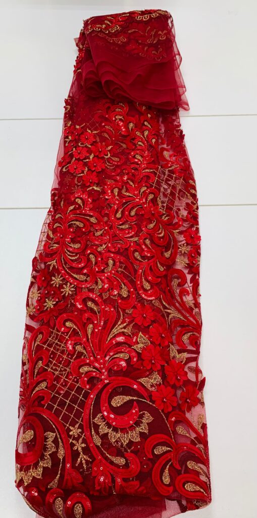 Dark Red & Gold Lace| 5 yards