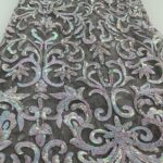 Iridescent White Sequin Lace | 5 Yards view 1