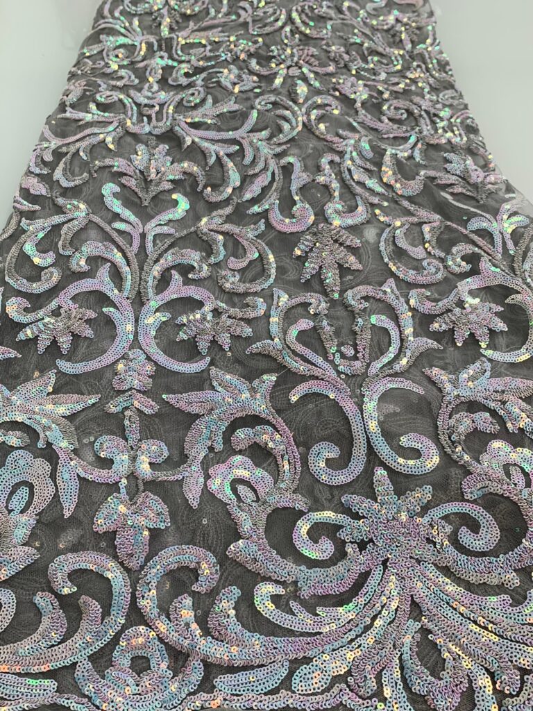 Iridescent White Sequin Lace | 5 Yards