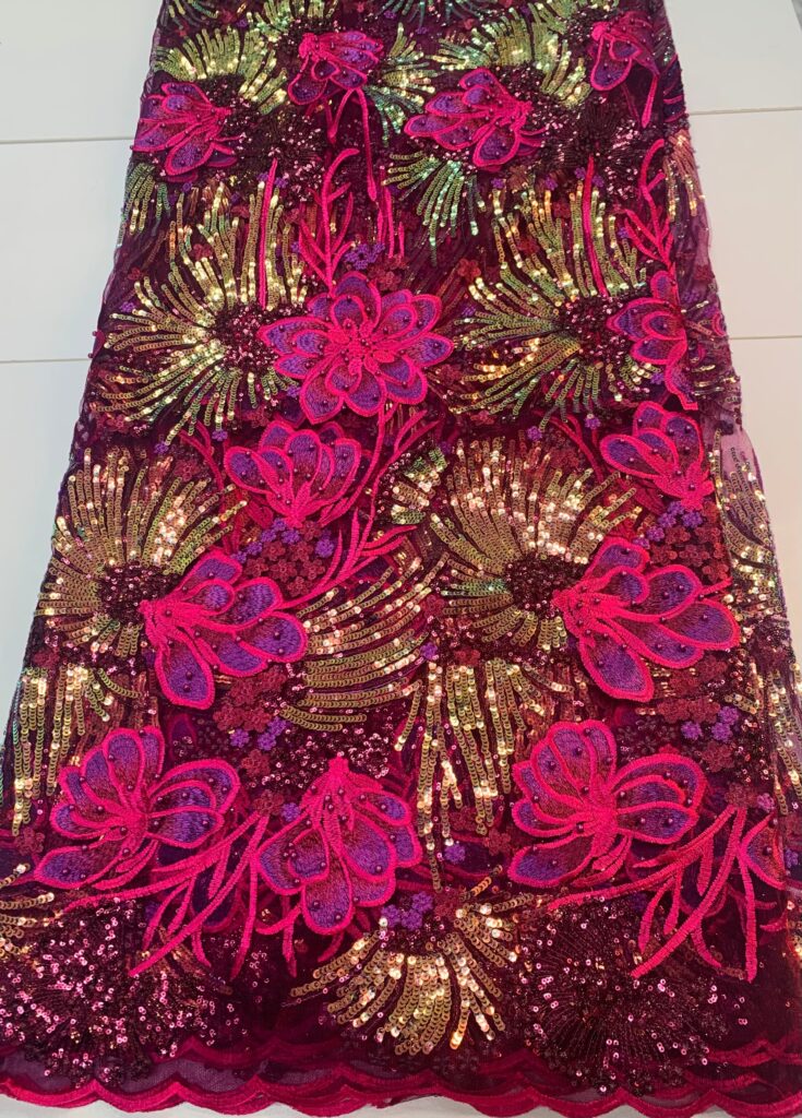 Hot Pink Floral Net Lace | 5 yards