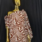 Brown Zebra Print Off The Shoulder Maxi Dress view 1
